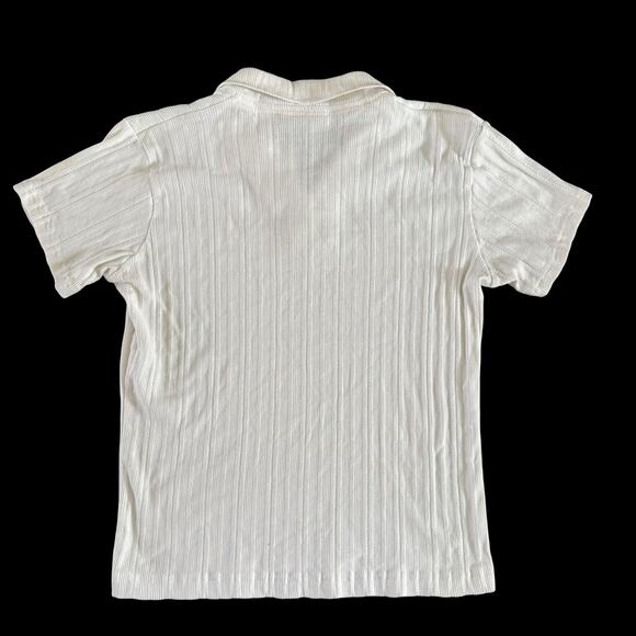 Vintage Samantha Stuart Ribbed Knit Polo Shirt Cream Short Sleeve Top Women’s - Picture 3 of 3